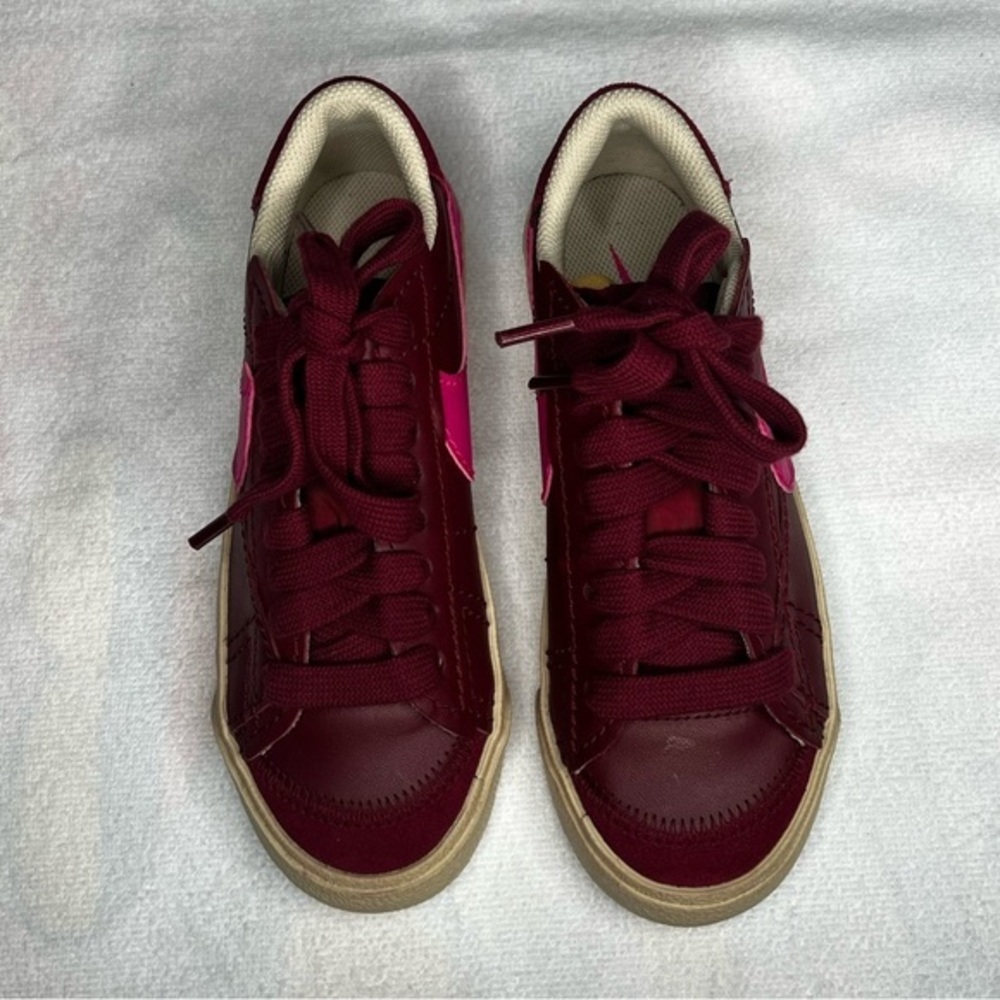 Nike Blazer Low '77 Jumbo Burgundy Hot Pink Leather Sneakers Sz 5 Women's Retro - Picture 2 of 6